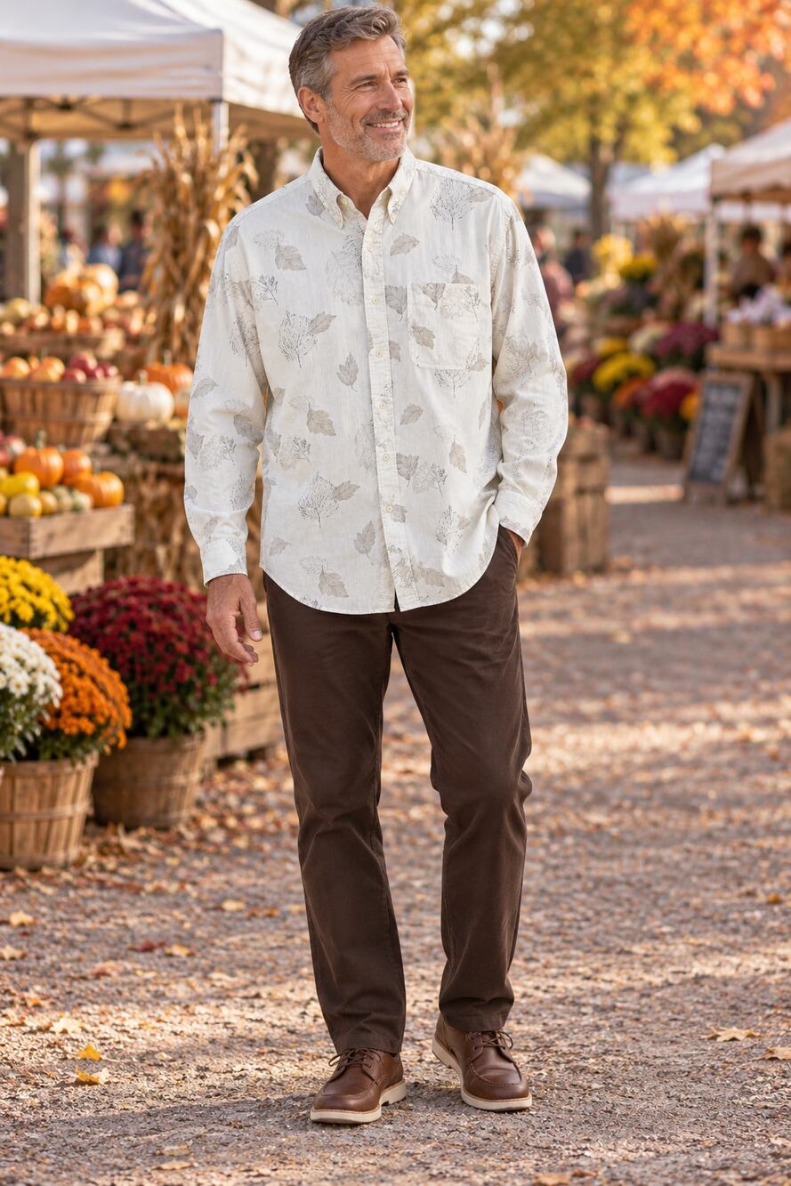 Chaps Ralph Lauren Men’s L Corduroy Botanical Shirt Vintage 90s Cottagecore